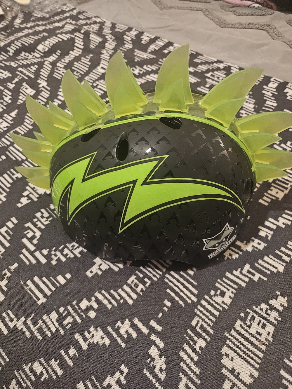Kids Lime Green and Black Mohawk Helmet